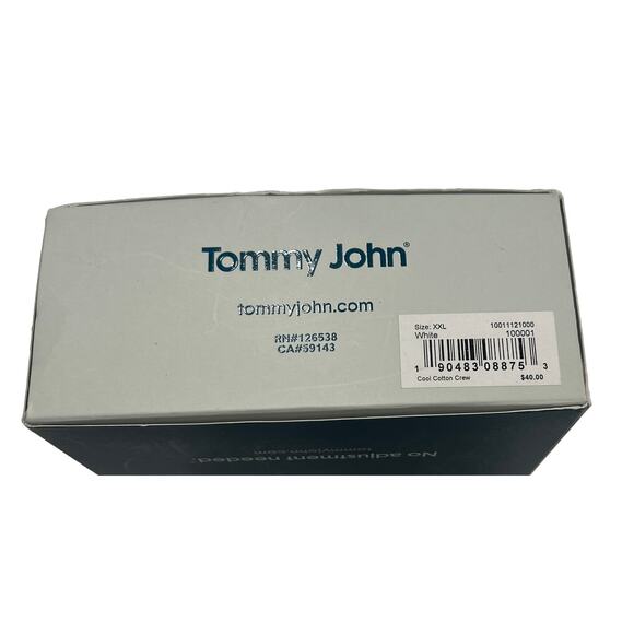 7-26 TOMMY JOHN Men's Top Crew Cool Cotton White 2XL - Picture 7 of 7